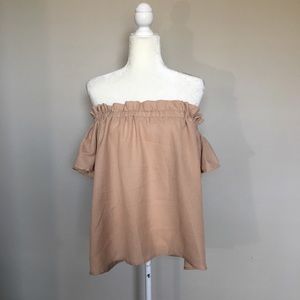D&Kade Medium Boutique Off Shoulder Beige Blouse